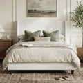 52.7" Tall Wingback Upholstered King Size Platform Bed Frame
