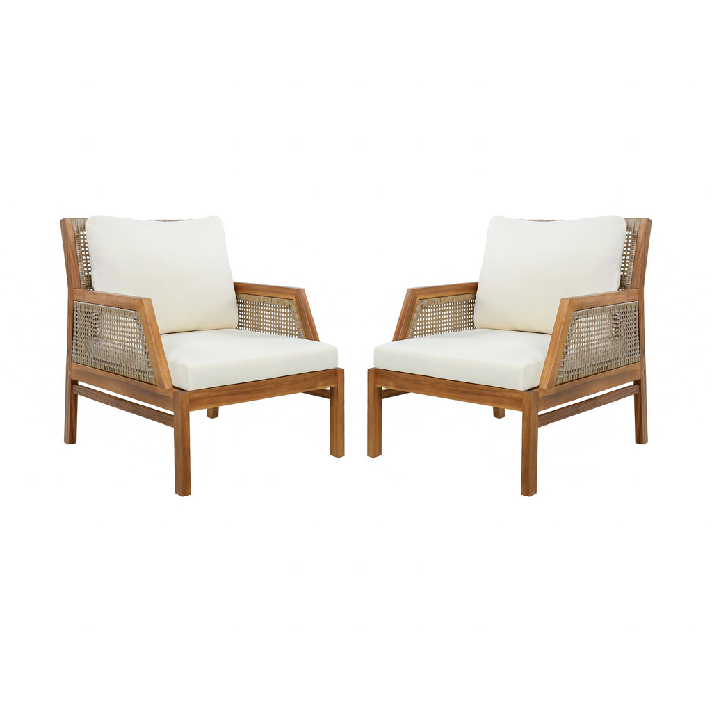 2 Piece Acacia Wood Patio Furniture Club Chair Set