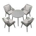 5 Piece Twisted Rattan Patio Dining Set With Table