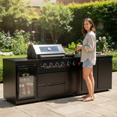 4-Burner Deluxe Stainless Steel Propane Gas Outdoor Kitchen Barbecue Island Grill