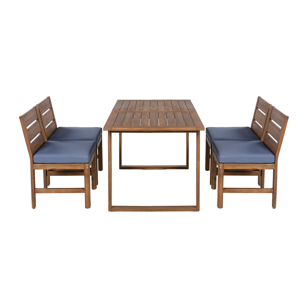 U_STYLE Farmhouse 5-Piece Outdoor Patio Dining Set with Adjustable Legs