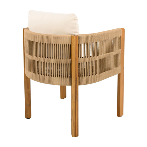 5 Piece Outdoor Dining Set With Round Table And 4 Wrapped Chairs - Black / Brown / Teak