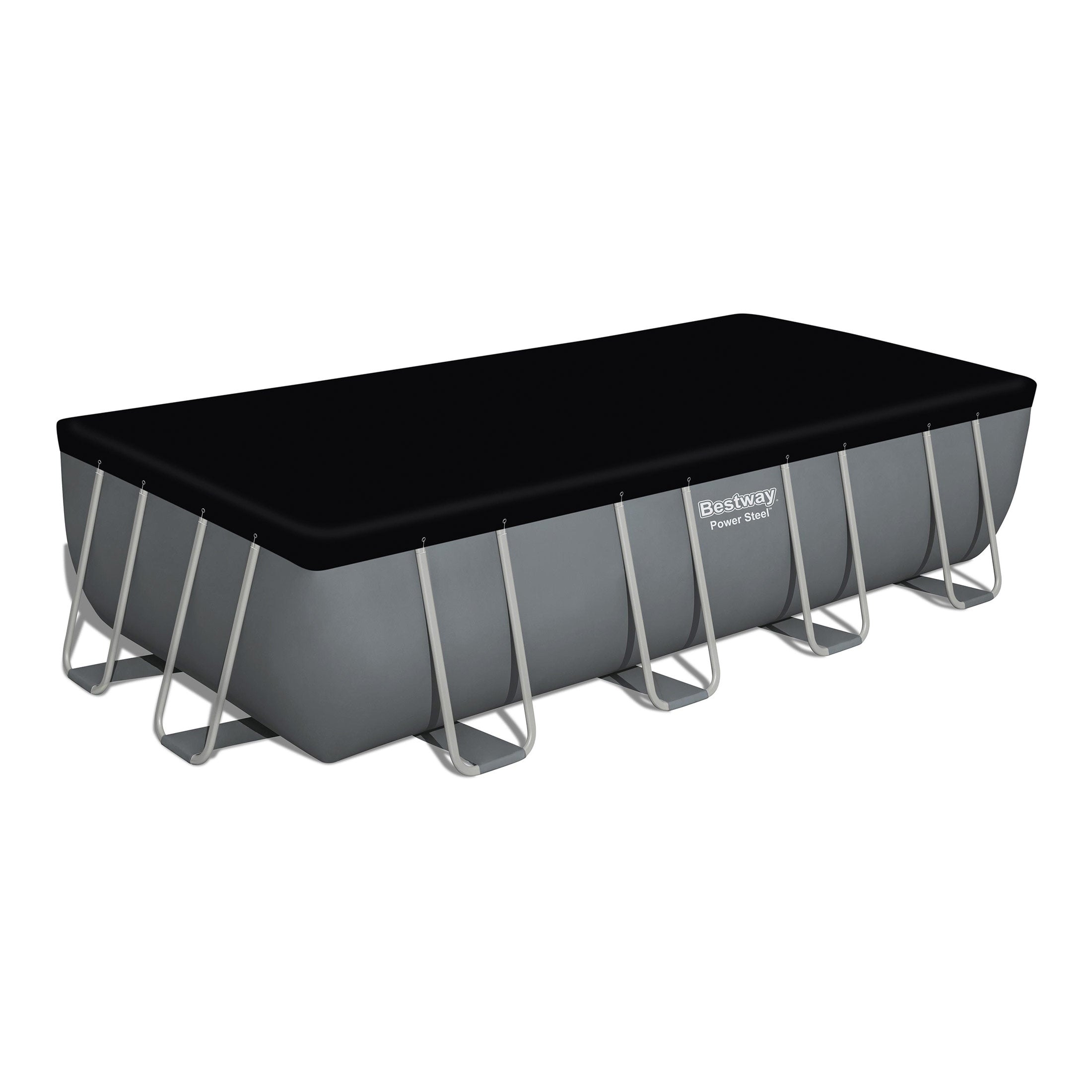 Bestway Power Steel 18' x 9' x 48” Metal Frame Outdoor Above Ground Pool, Gray