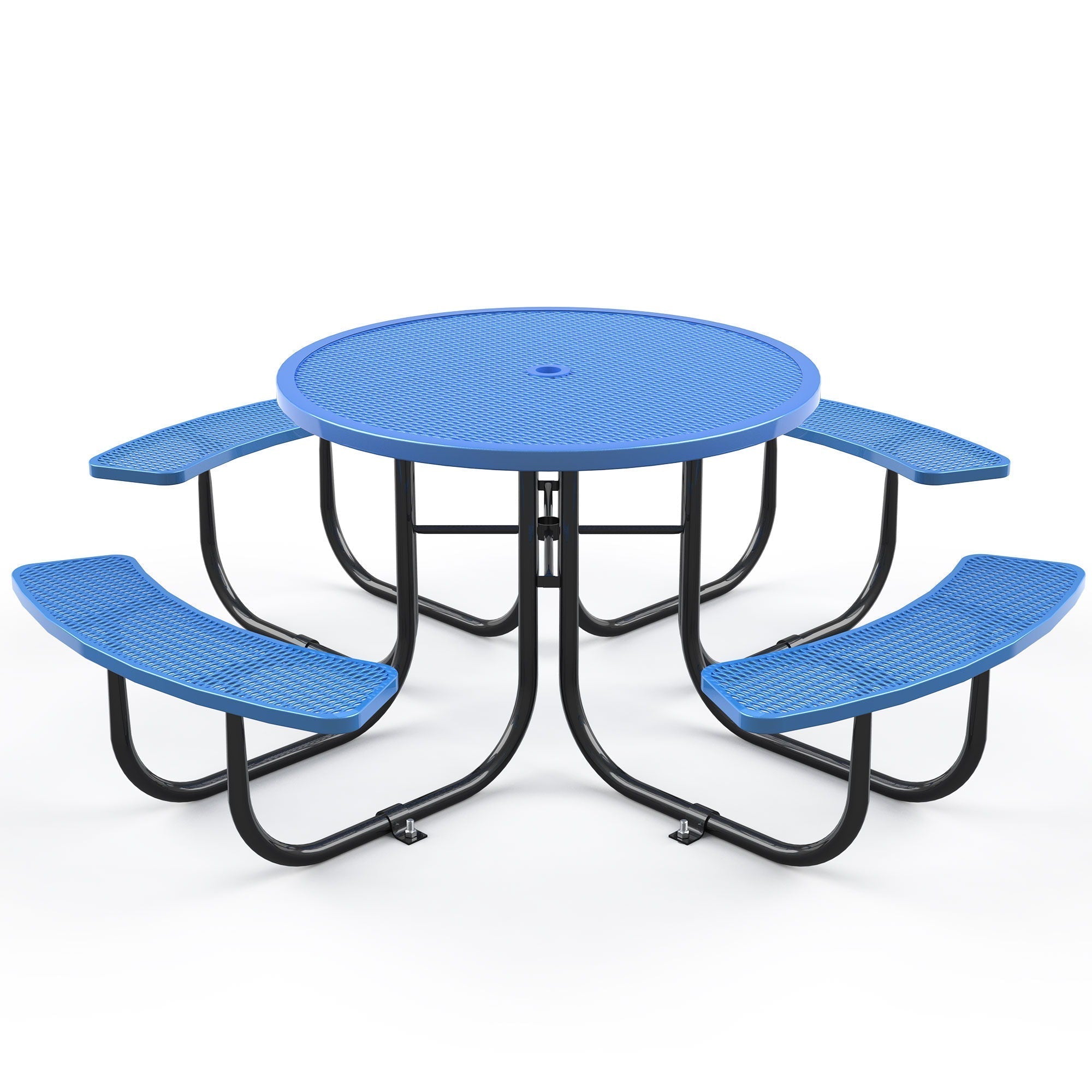 Round Outdoor Steel Picnic Table 46" With Umbrella Pole