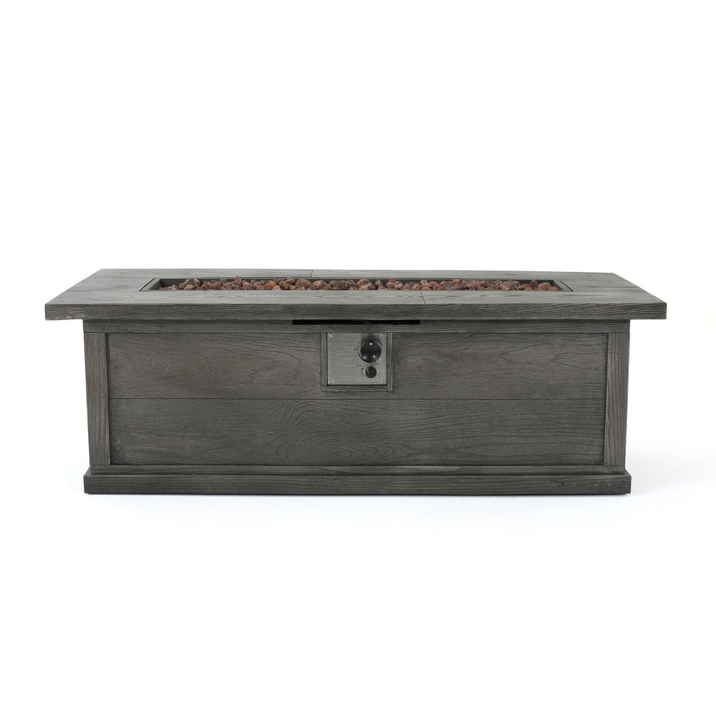 Transitional Rectangular Outdoor Propane Fire Pit With 50,000 BTU