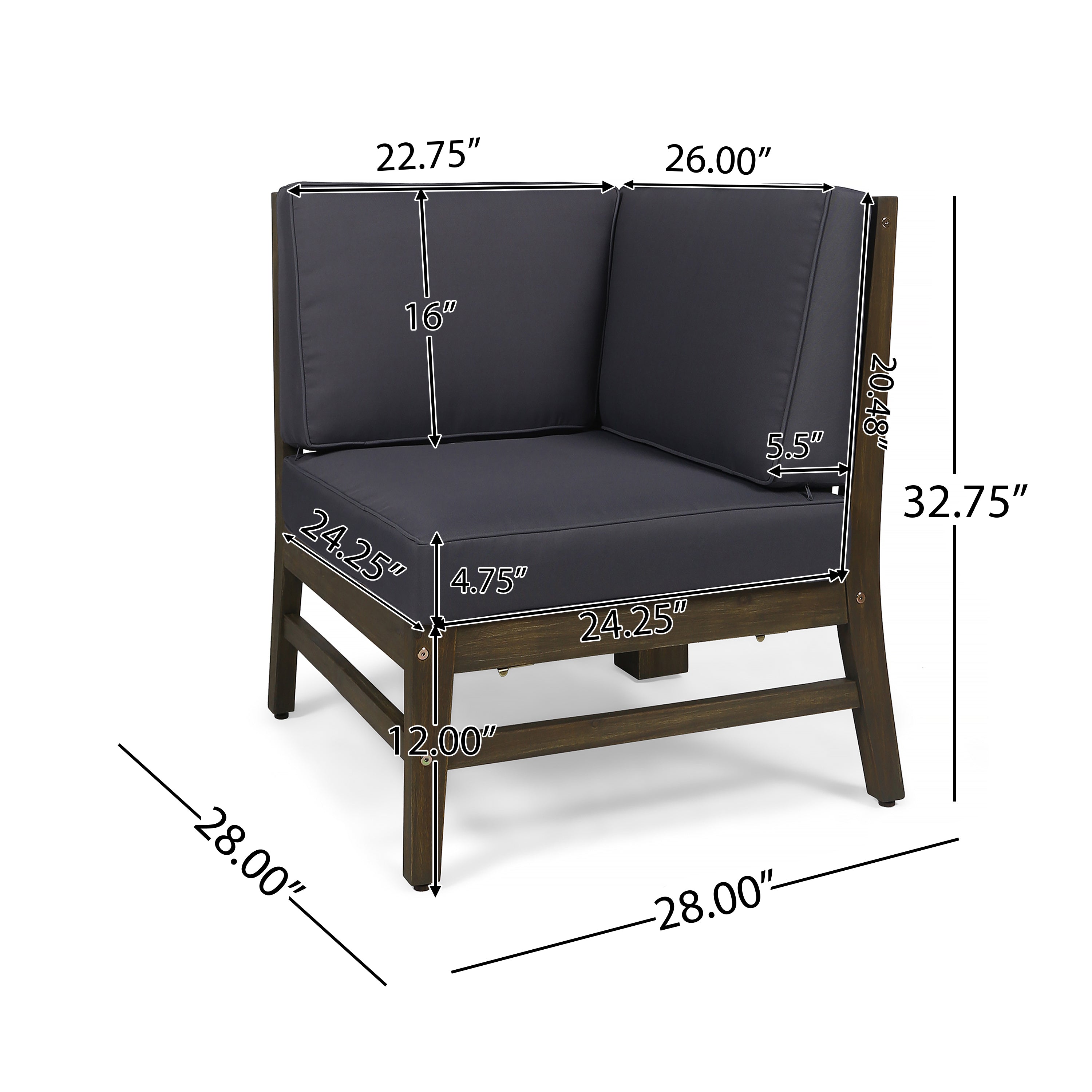 Perla 6-Piece Dark Grey Outdoor Sofa Set