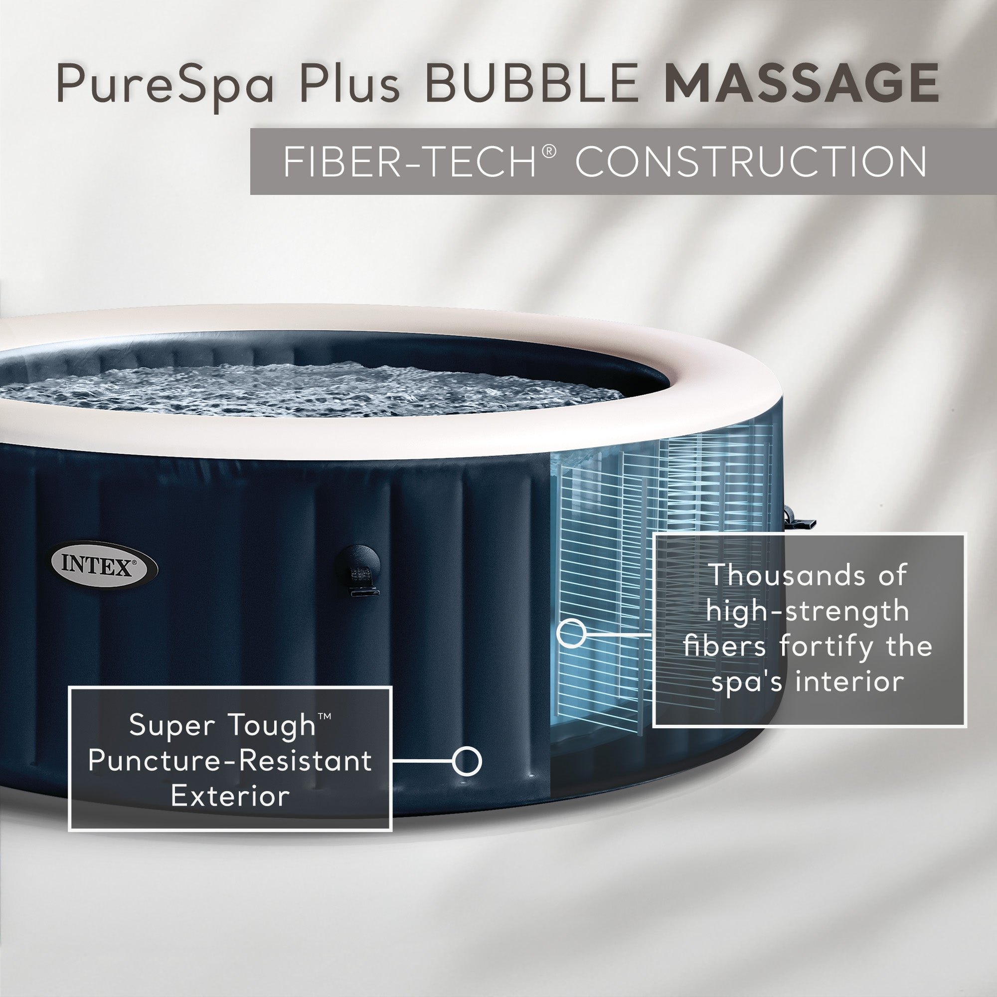 Intex PureSpa Plus Portable Inflatable Hot Tub, 85x28", w/ 4 Cup Holders & Trays