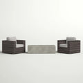 Outdoor Rattan Wicker Seating Set With Cushions 2 Person Patio Furniture - Espresso / Gray