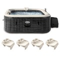 Intex PureSpa Plus Inflatable Square Spa & Attachable Snack Tray, Tan (4 Pack)