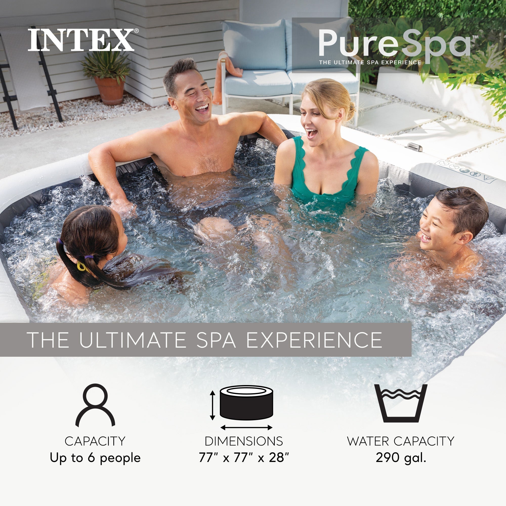 Intex PureSpa Plus Greystone Inflatable Hot Tub, 94 x 28", w/ Cup Holder 4-Pack