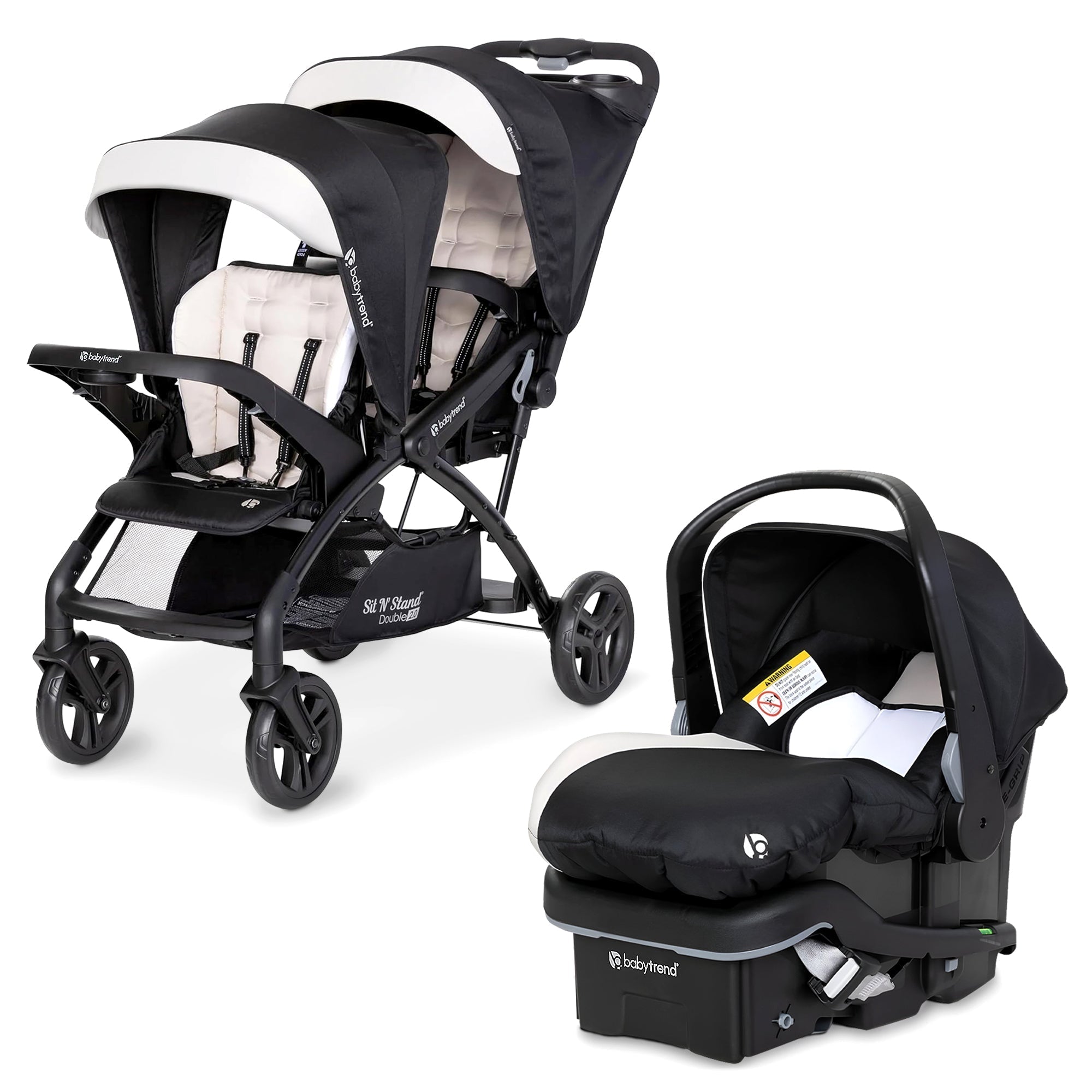 Baby Trend Sit N' Stand Double Stroller with EZ-Lift Plus Infant Car Seat, Khaki