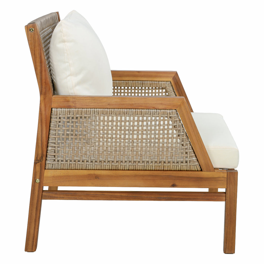 2 Piece Acacia Wood Patio Furniture Club Chair Set