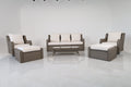 Luxury Rattan Patio Conversation Set – Includes 2 Swivel Chairs, Sofa, Coffee Table, And 2 Ottomans With Premium
