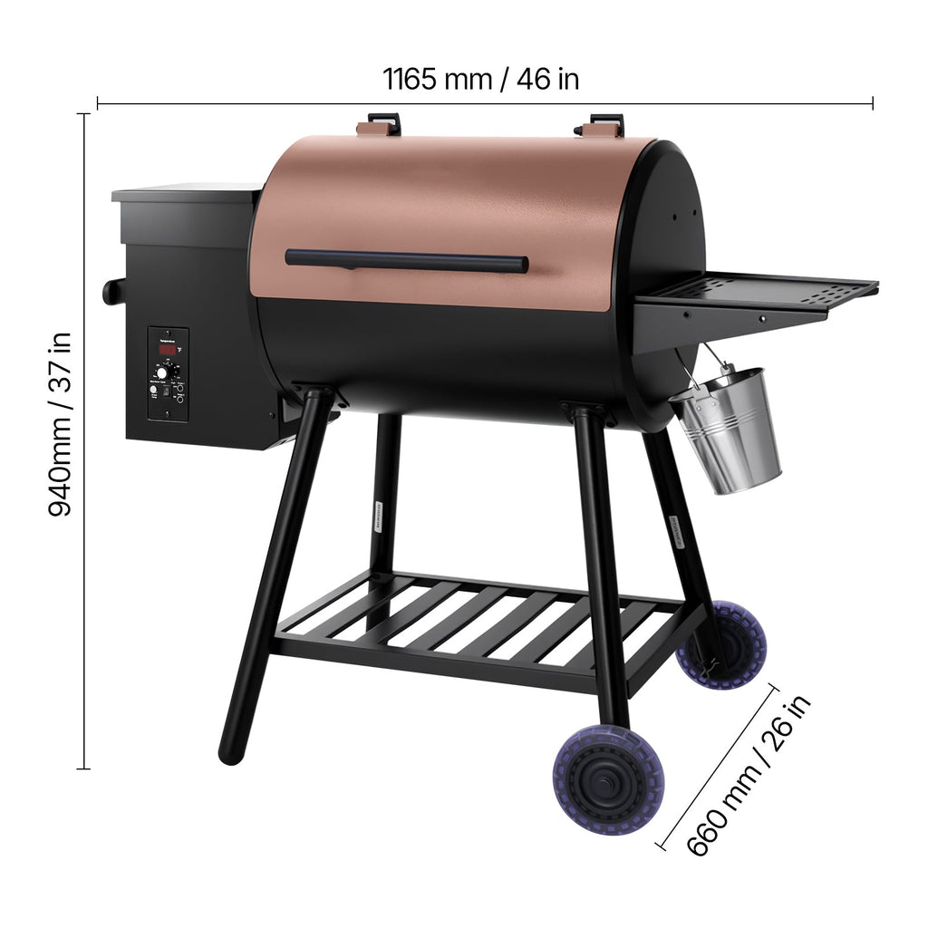 Wood Pellet Grill Smoker Outdoor Electric BBQ Grills 456 Sq.in Cook Area