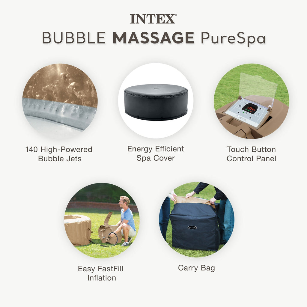 Intex PureSpa 6 Person Inflatable Spa, Multicolor Light, and Headrest (2 Pack)