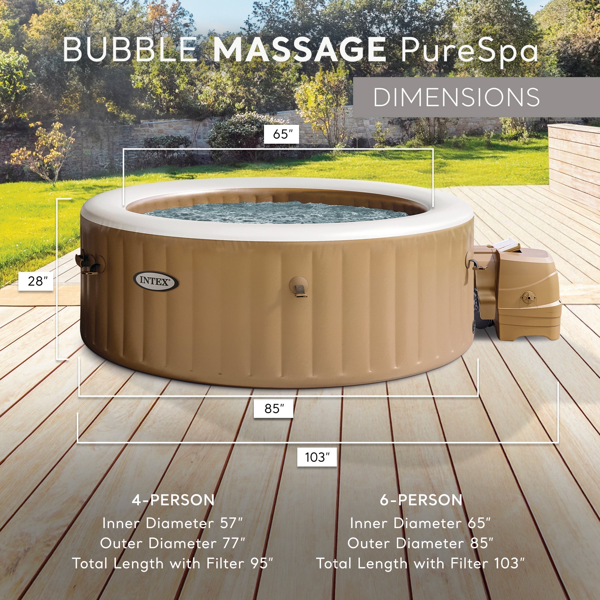 Intex PureSpa 6 Person Inflatable Spa, Multicolor Light, and Headrest (2 Pack)