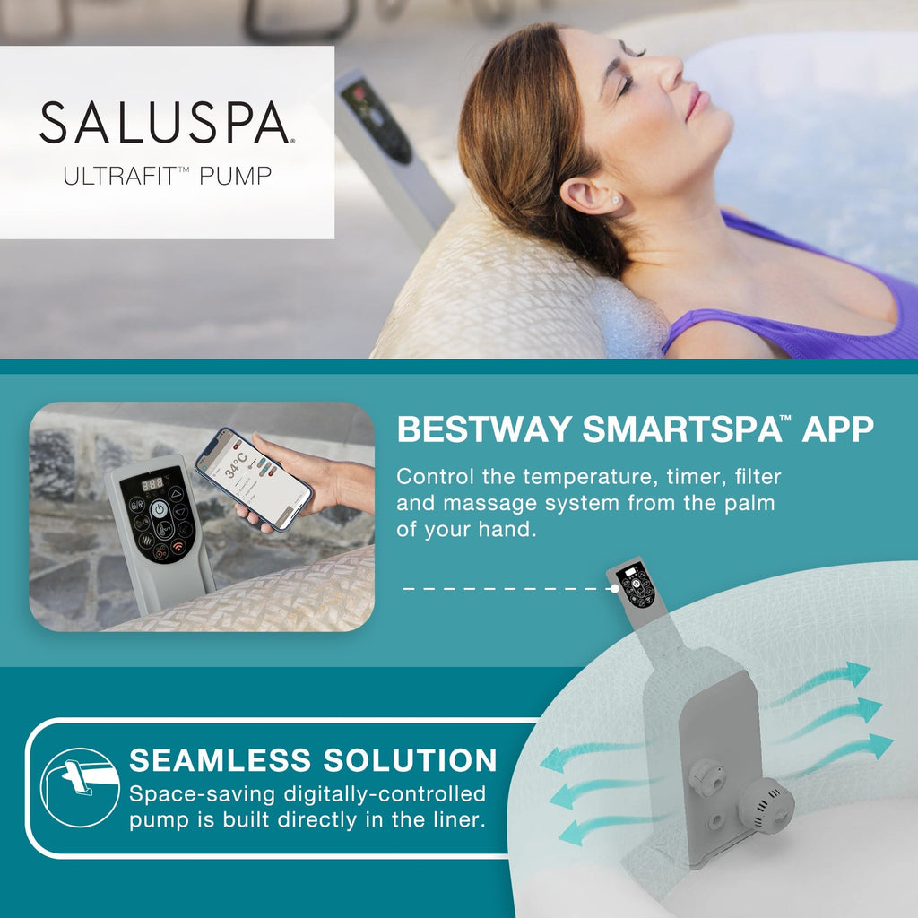 Bestway SaluSpa Rome Smart AirJet Inflatable Hot Tub with EnergySense Cover