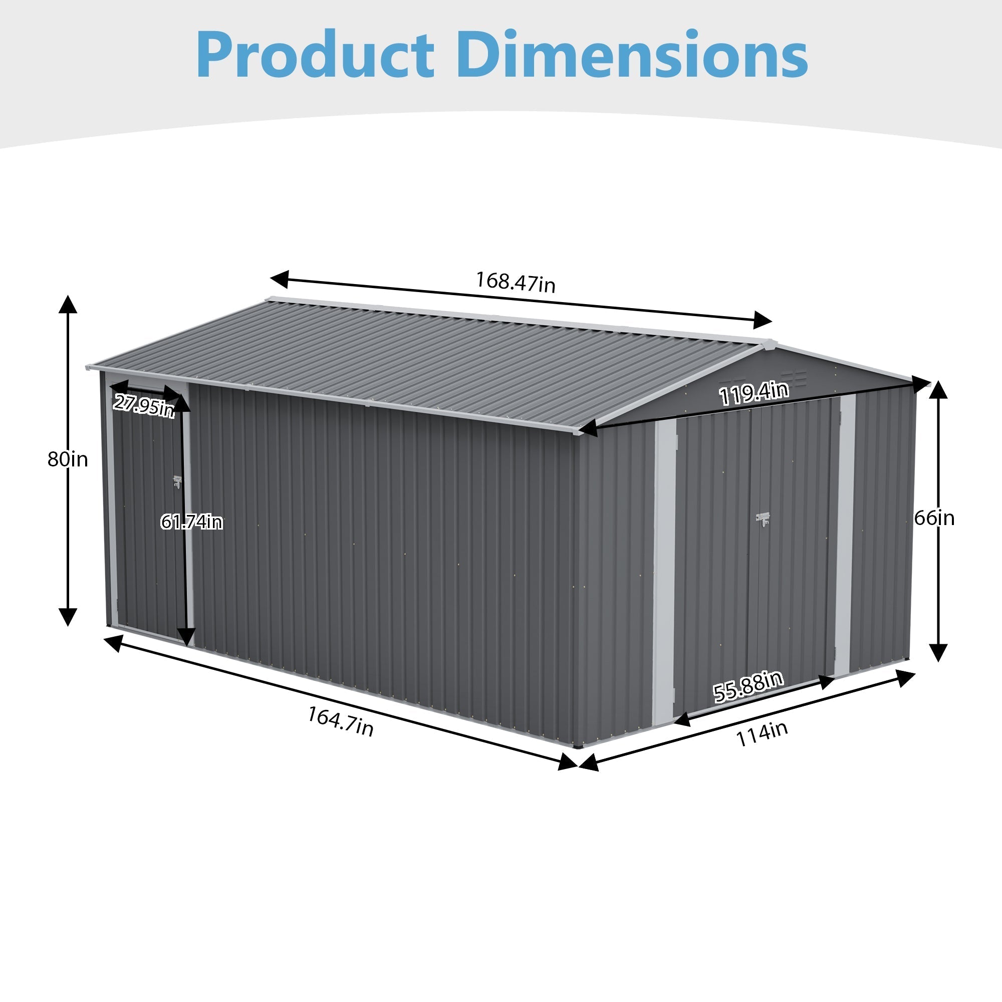 10x14 Ft Outdoor Metal Storage Shed