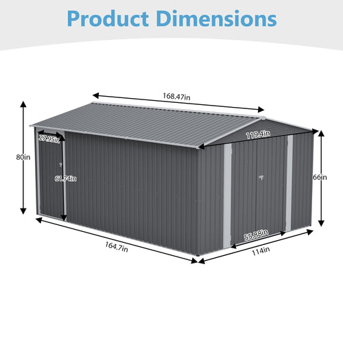 10x14 Ft Outdoor Metal Storage Shed