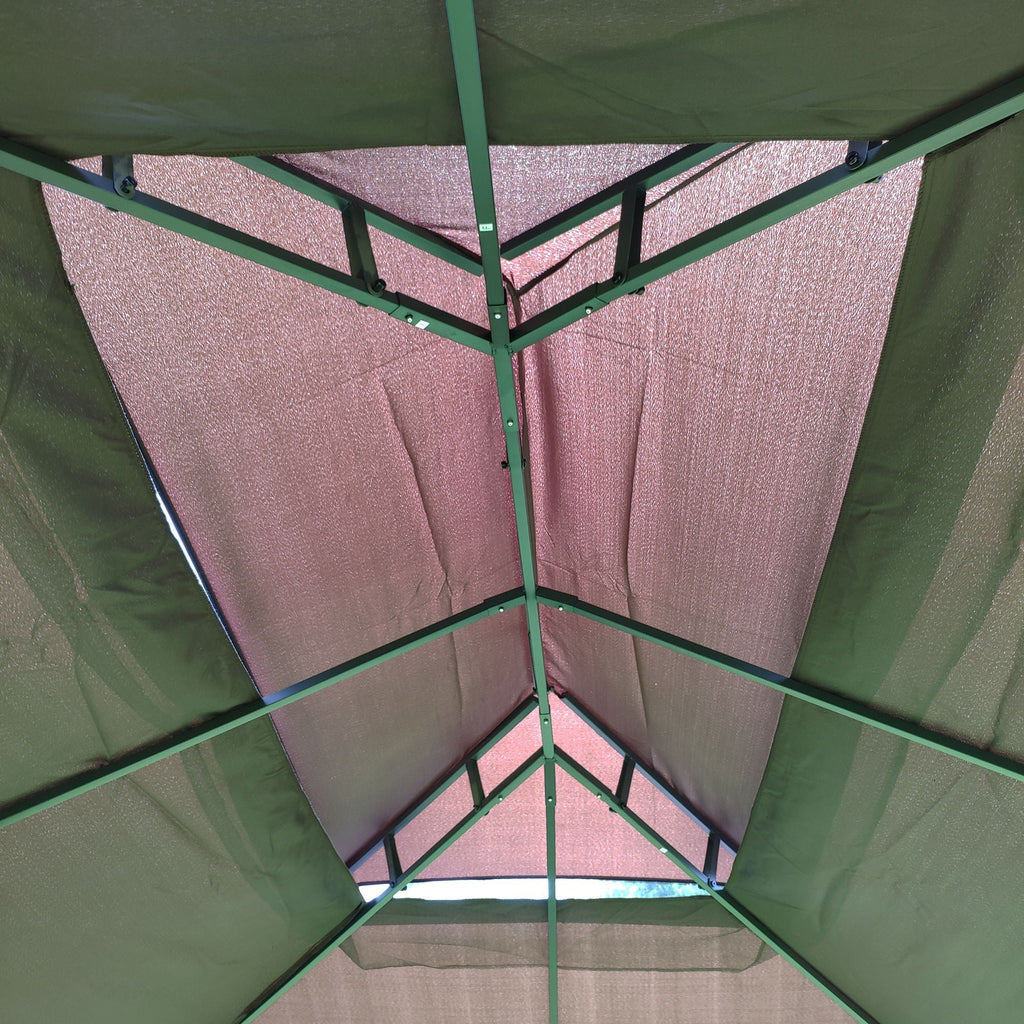 13 0 Outdoor Patio Gazebo Canopy Tent With Ventilated Double Roof And Mosquito Net (Detachable Mesh Screen On All Sides) Suitable For Lawn Garden Backyard And Deck Top - Brown