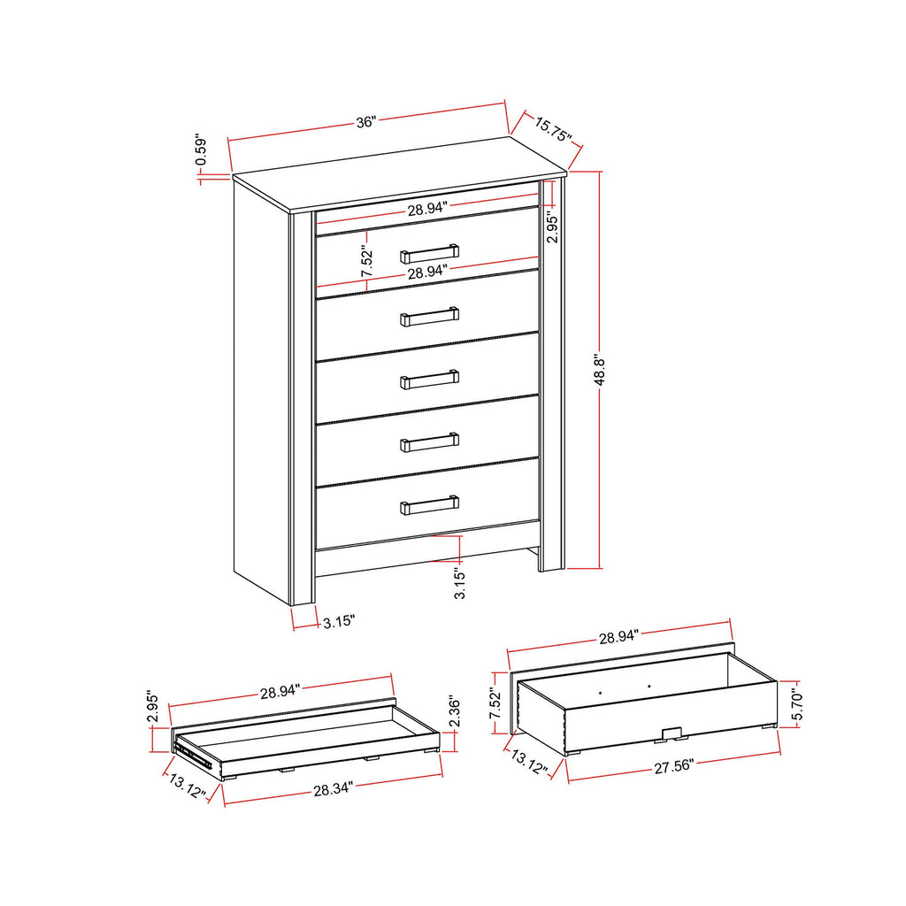 Lorenzo - 5 Piece Bedroom Set With Glittered Detailing
