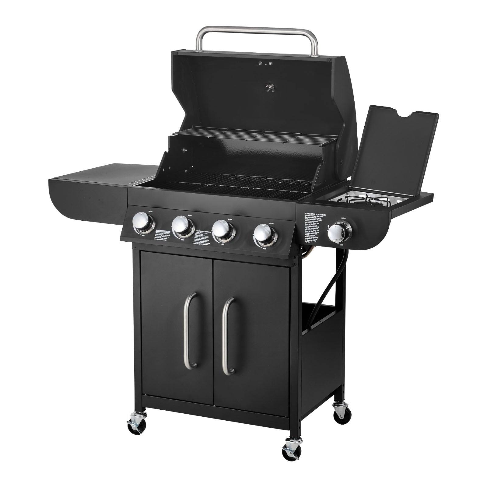 Gas Grill, 4 Burner Propane Gas Grill with Side Burner