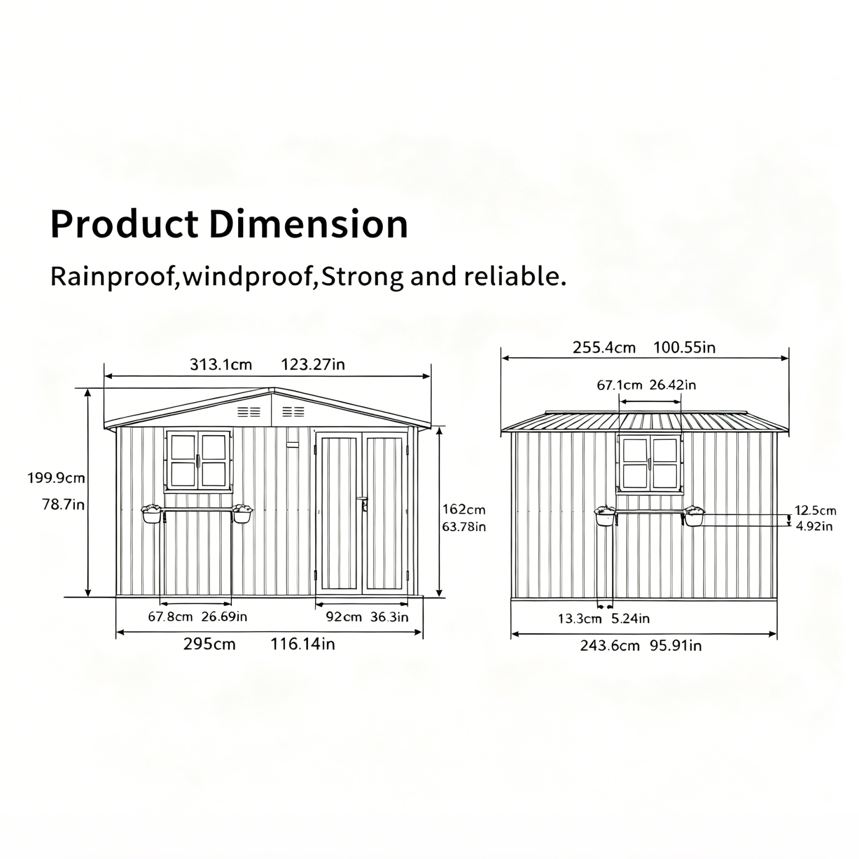 10x8 Ft Outdoor Metal Storage Shed with Window & Flower Rack