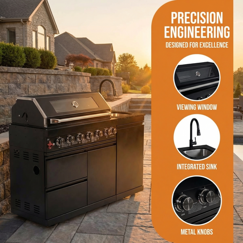 62.6 Inch 6-Burner Deluxe Stainless Steel Propane Gas Outdoor Kitchen Barbecue Island Grill