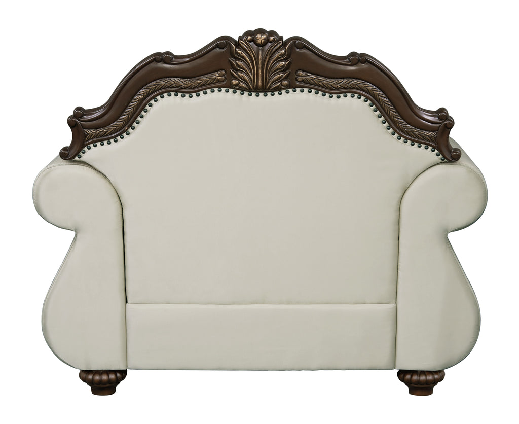 Pierce 2-Piece Traditional Living Room Set, Upholstered Loveseat and Accent Chair with Carved Wood Frame