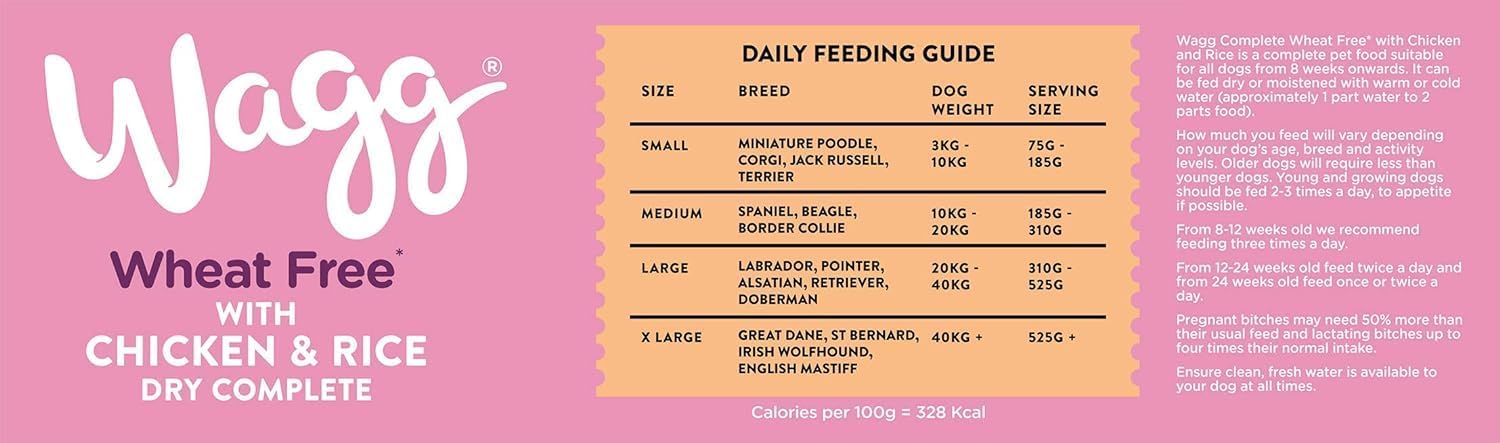 Wagg Wheat Free Complete Dry Adult Dog Food Chicken & Rice 12kg - For Sensitive Stomachs