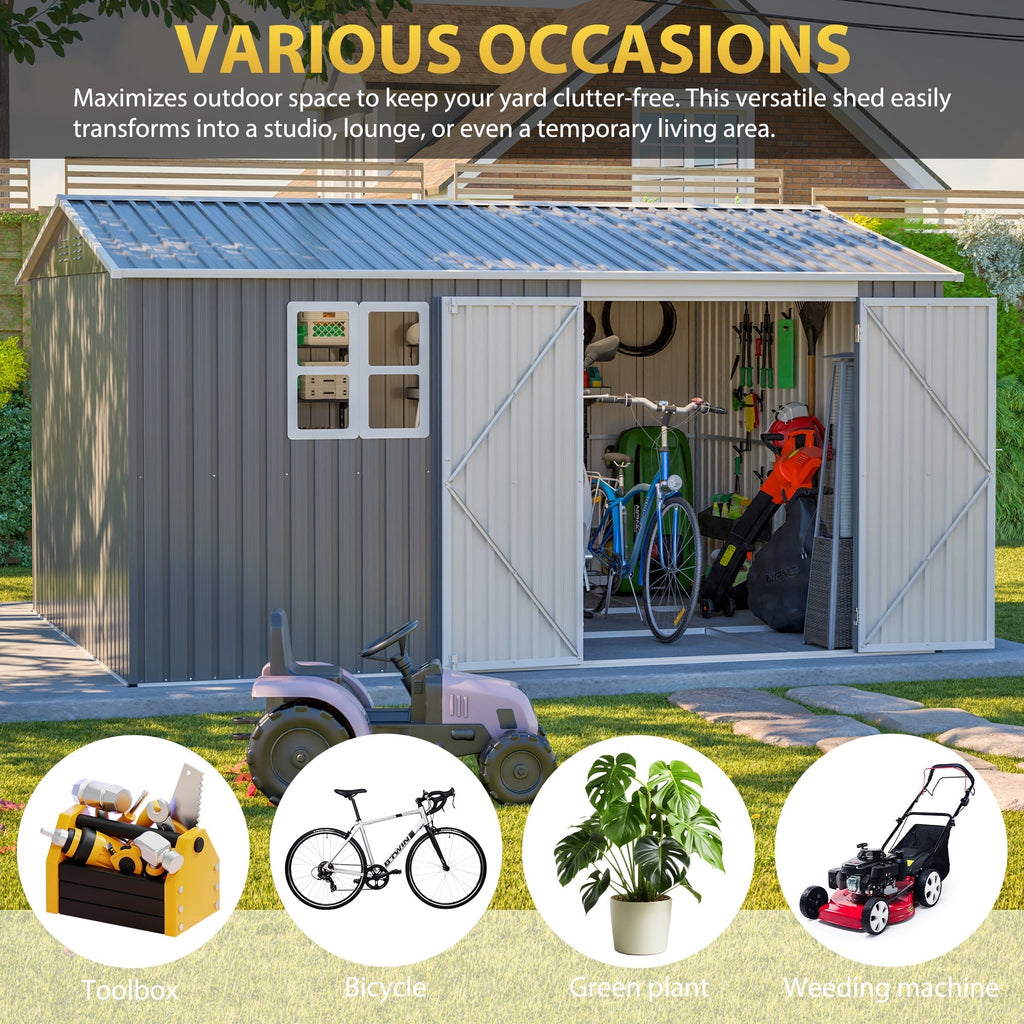 12x10 Ft Outdoor Metal Storage Shed
