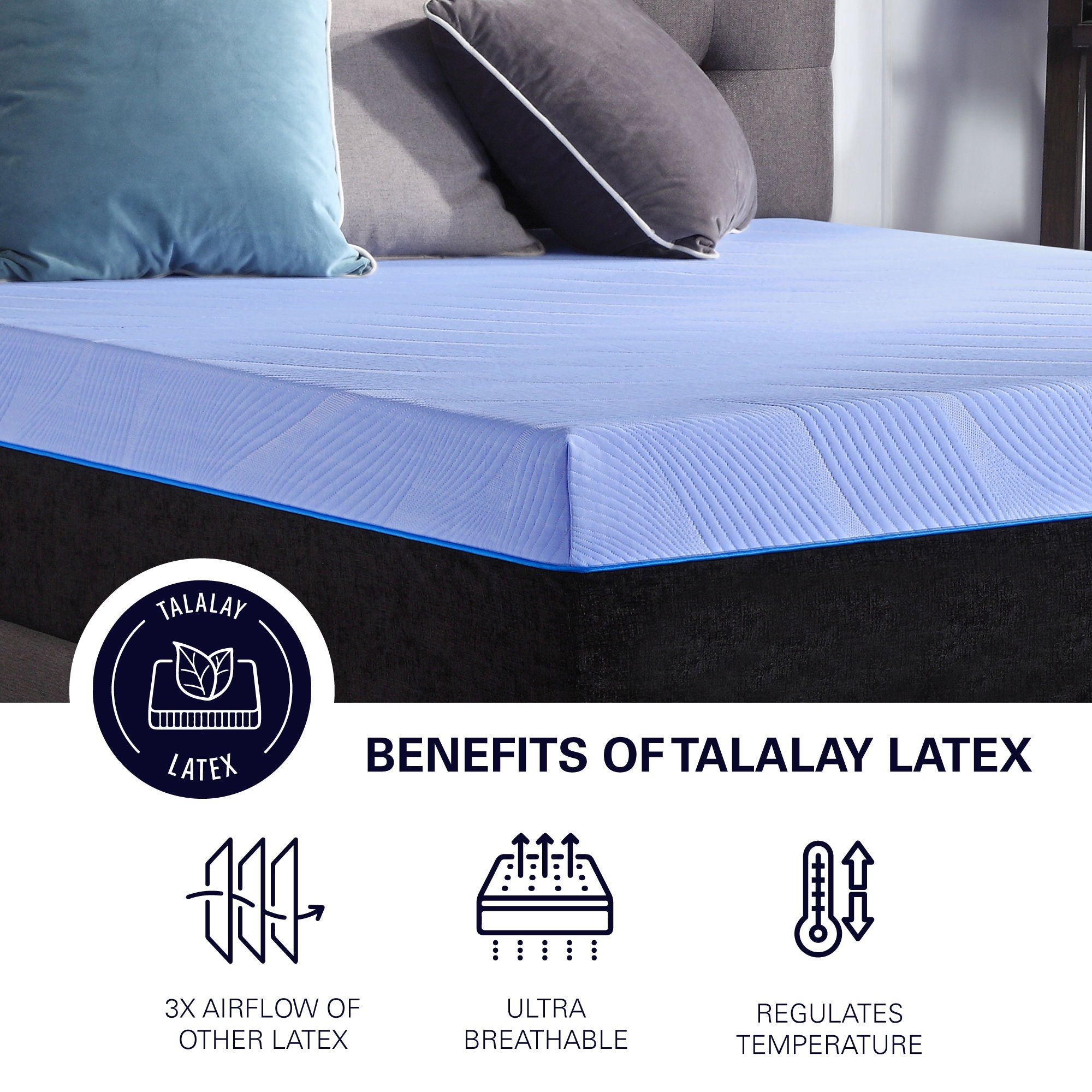 Refresh - 12" Flex Head Latex Foam Hybrid Mattress And Adjustable Base Bundle - Blue - King