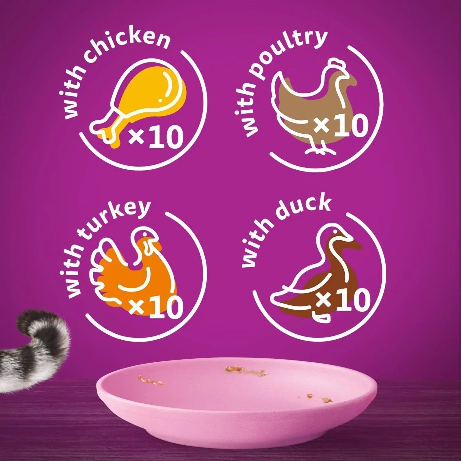 120 x 85g Whiskas Kitten Poultry Feasts Mixed Wet Cat Food Pouches in Jelly