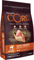 Wellness CORE Original 10 kg, Chicken & Turkey – Dry Dog Food for Medium Breeds, Grain-Free, Natural, Hypoallergenic, Protein-Rich, High Meat Content, Supports Optimal Energy & Lean Body