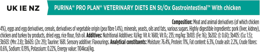 PRO PLAN VETERINARY DIETS EN Gastrointestinal Chicken Wet Cat Food 10x85g (Pack of 4)
