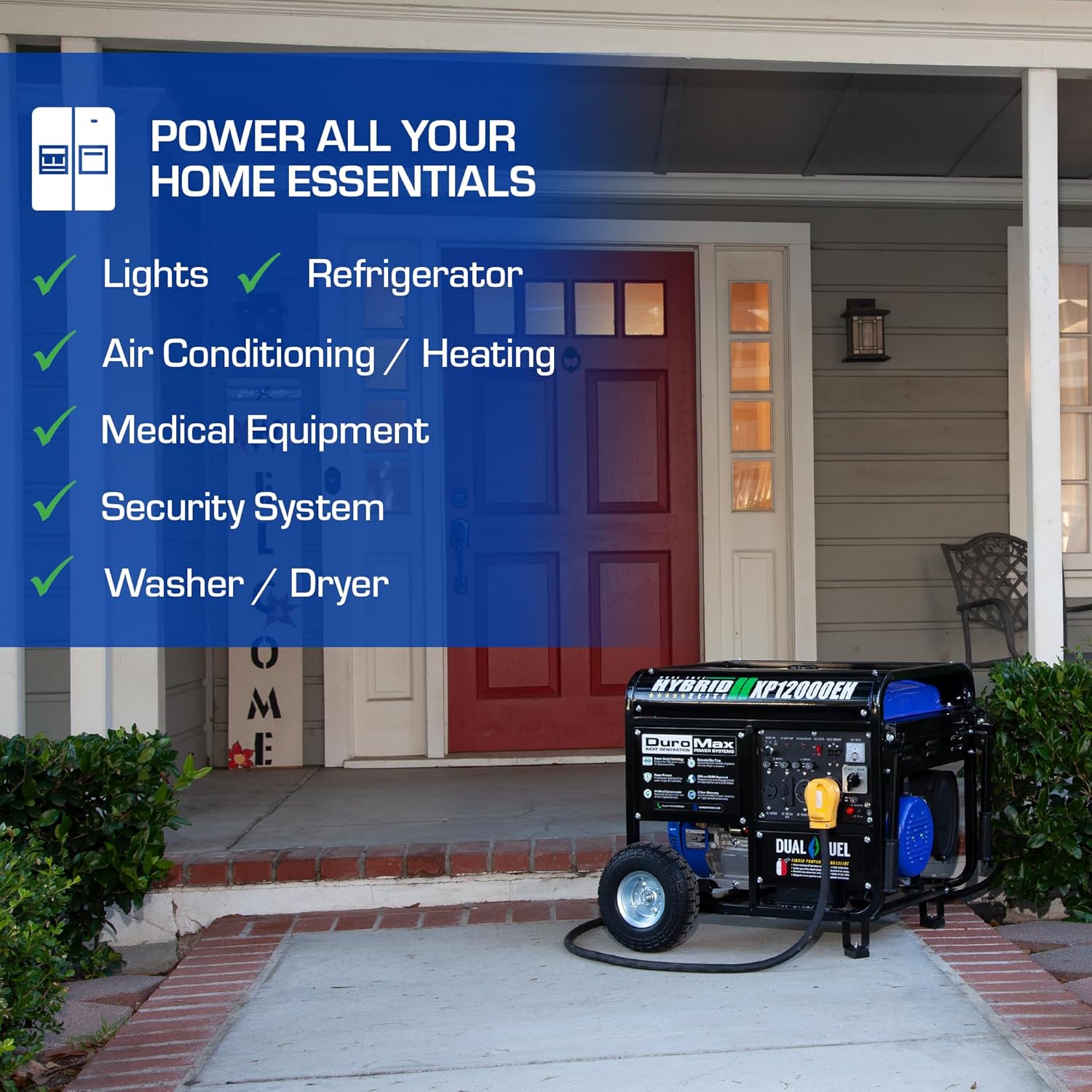 DuroMax XP13000EH Dual Fuel Portable Generator 13000 Watt Gas