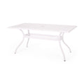 Celestine Outdoor Cast Aluminum Dining Table with Floral Lattice Design and Umbrella Holder