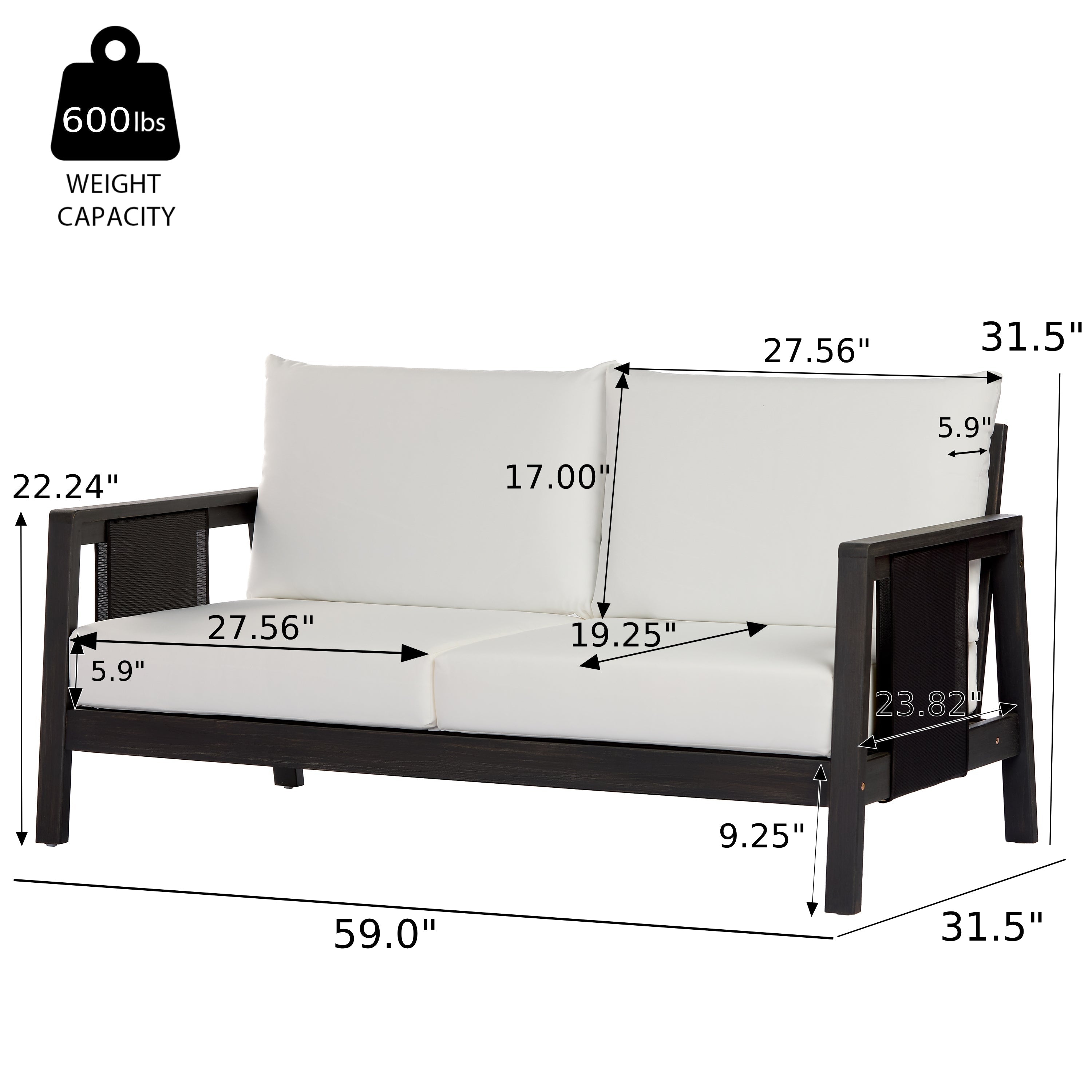 2 Piece Outdoor Loveseat and Coffee Table Set