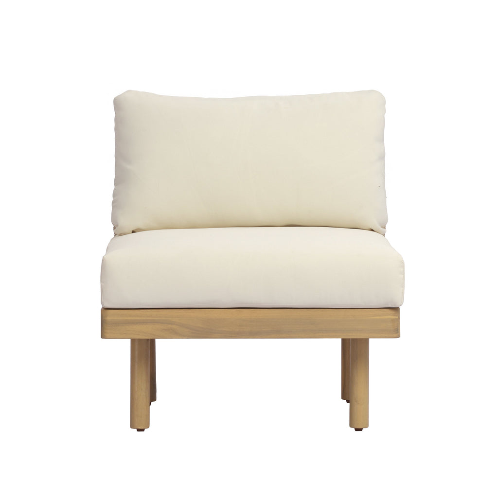 6-Piece Acacia Wood L-Shaped Modular Outdoor Sofa Set with Rope Back & Weather-Resistant Cushions
