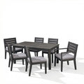 Outdoor Acacia Wood 7 Piece Expandable Dining Set, Sandblasted