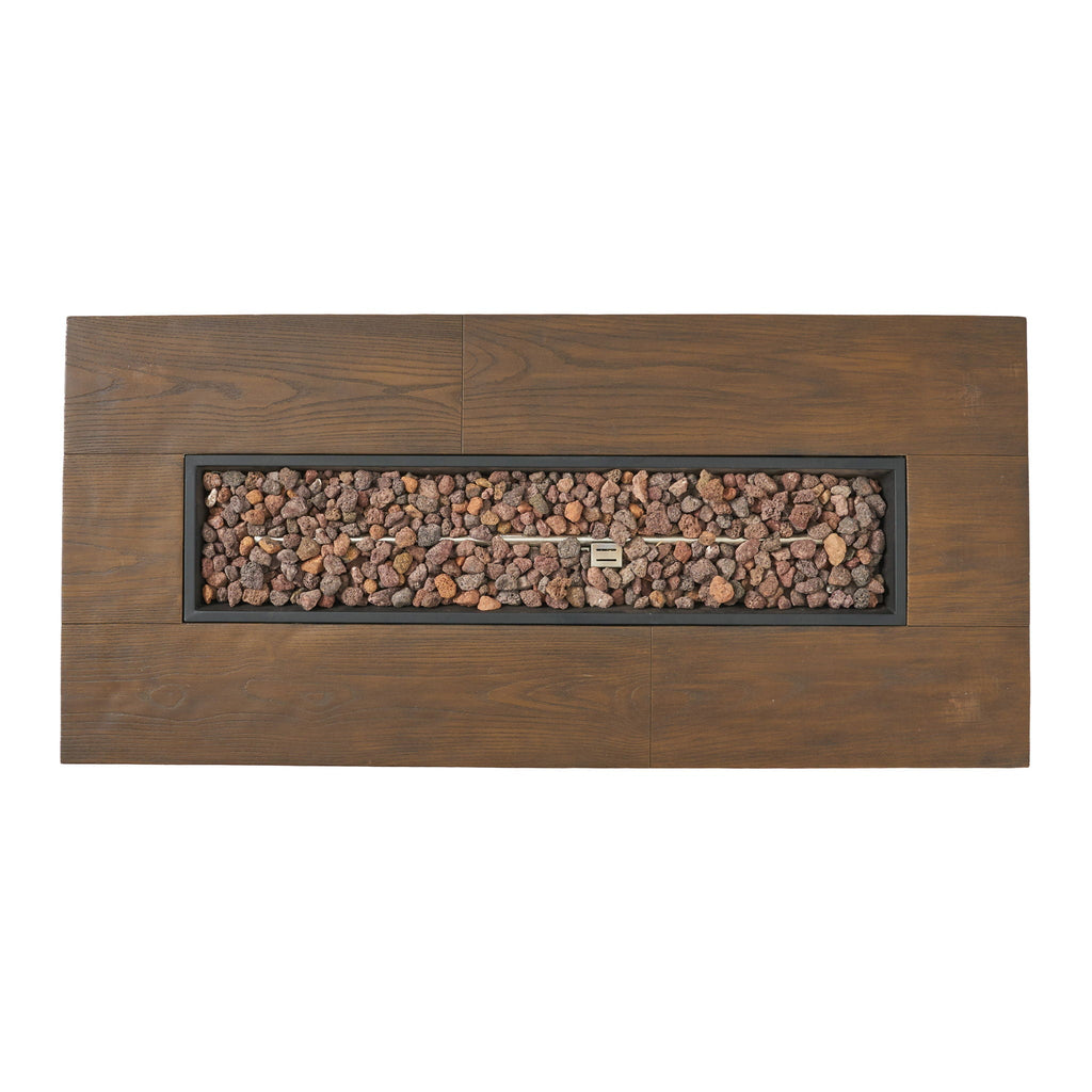 Transitional Rectangular Outdoor Propane Fire Pit With 50,000 BTU