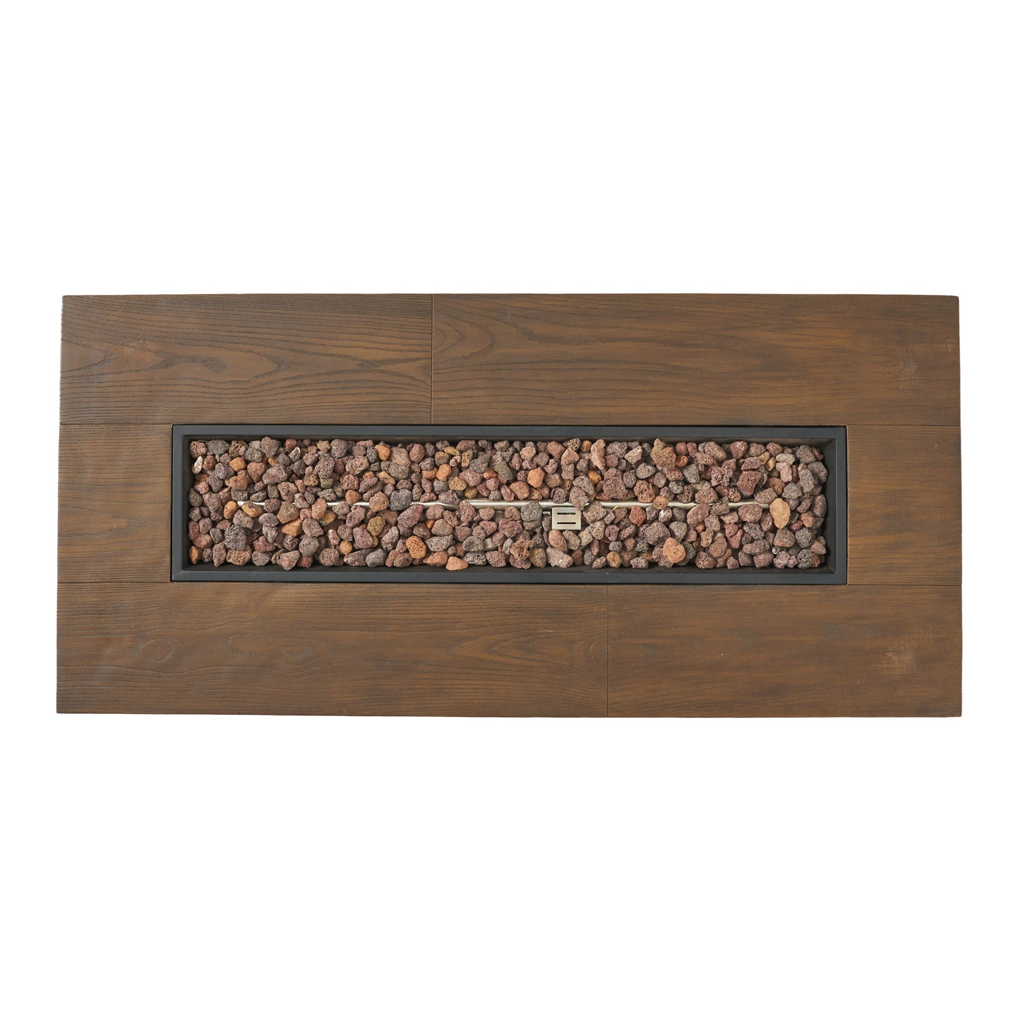 Transitional Rectangular Outdoor Propane Fire Pit With 50,000 BTU