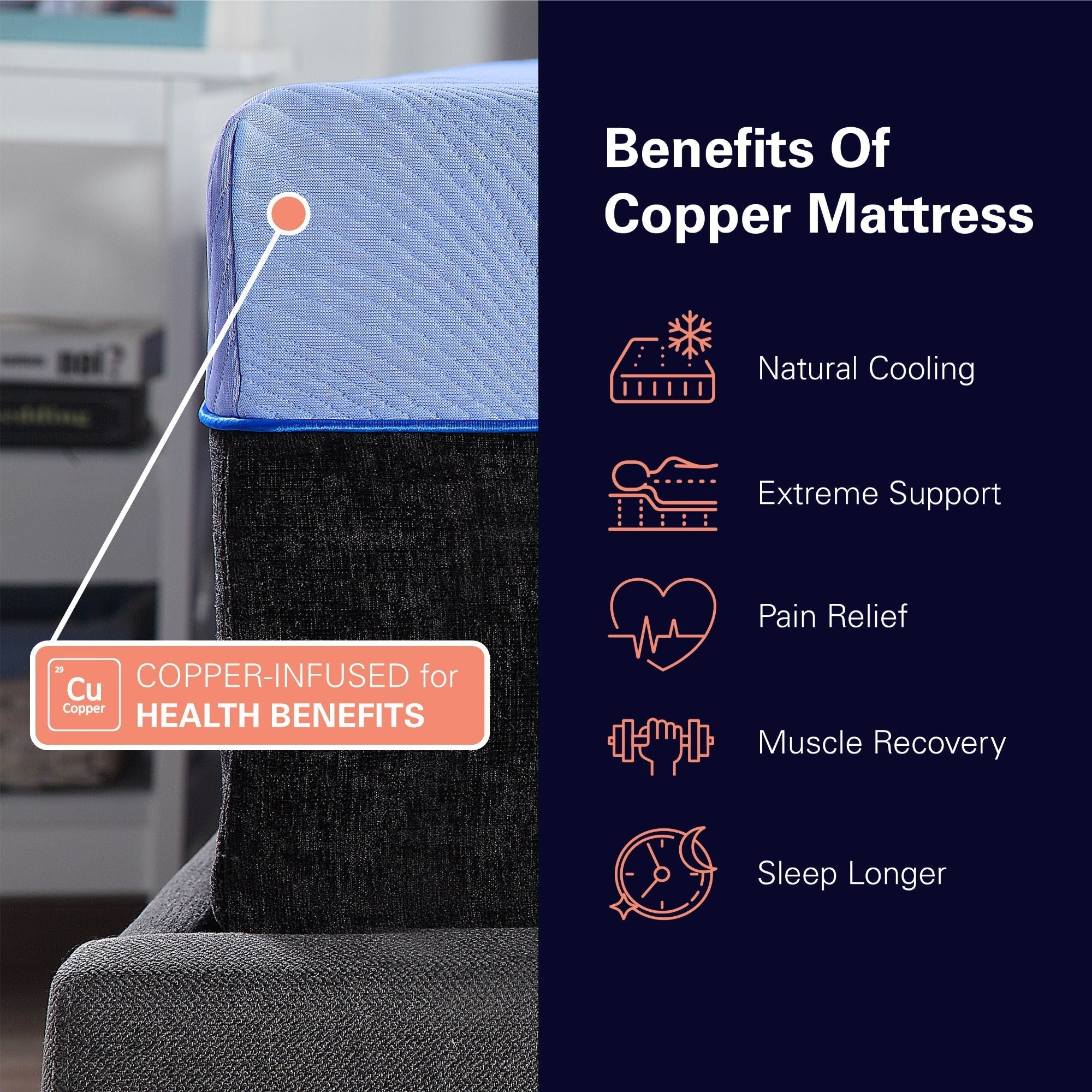 Refresh - 12" Flex Head Latex Foam Hybrid Mattress And Adjustable Base Bundle - Blue - King