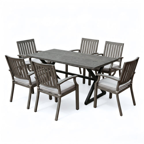 7-Piece Outdoor Dining Set with Aluminum Chairs