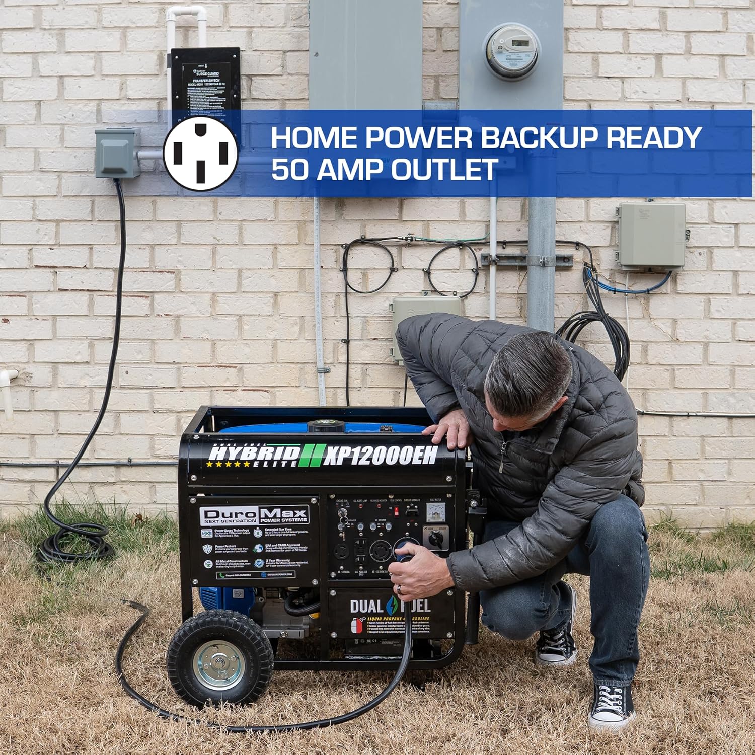 DuroMax XP13000EH Dual Fuel Portable Generator 13000 Watt Gas