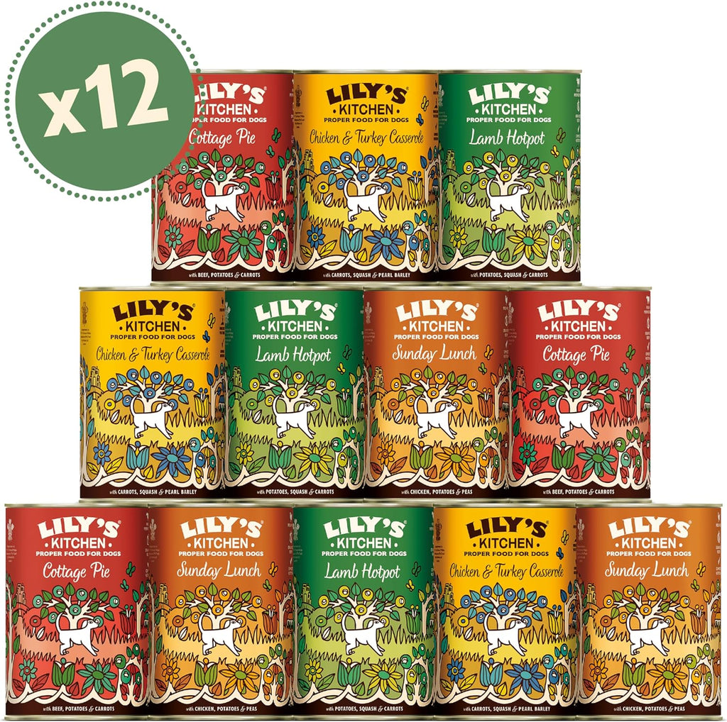 Lily's Kitchen Natural Adult Wet Dog Food Tins Classic Dinners Variety Pack 12 x 400g