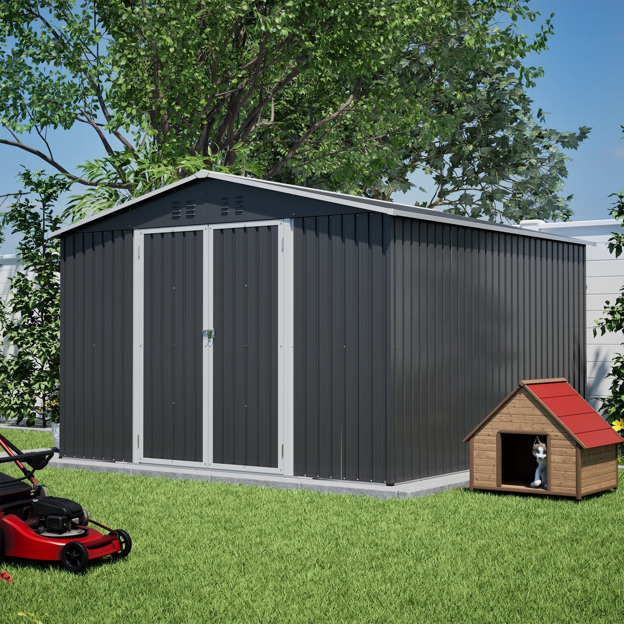 10x10 FT Large Outdoor Metal Storage Shed