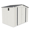 Outdoor Garden Storage Shed, Tool Shed With Pitched Roof Waterproof With 1 Window And 2 Lockable Door - White / Gray