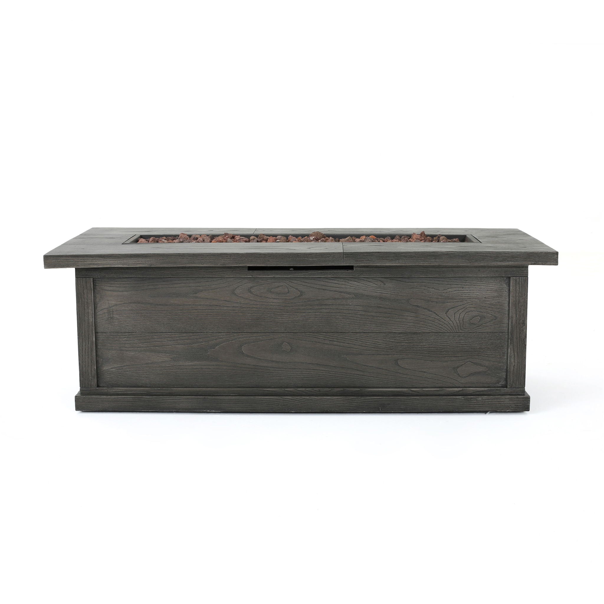 Transitional Rectangular Outdoor Propane Fire Pit With 50,000 BTU