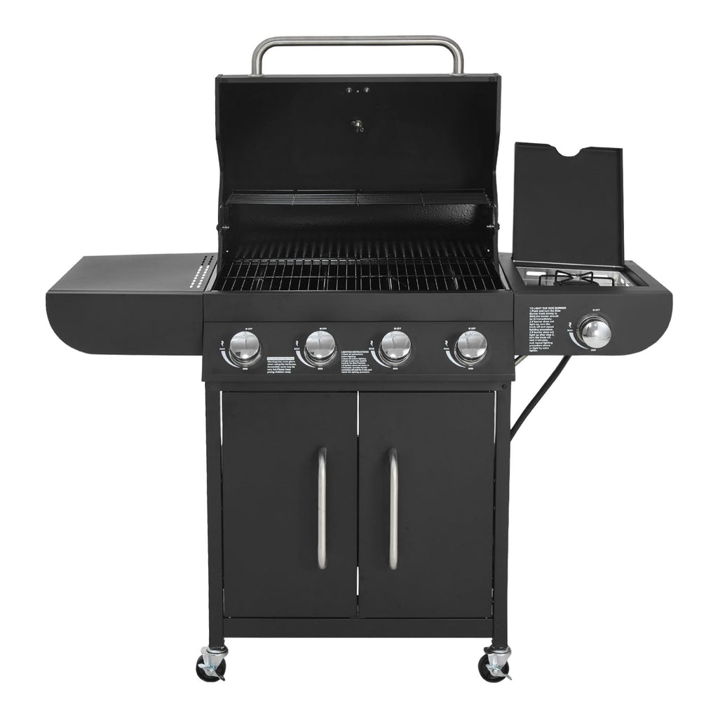 Gas Grill, 4 Burner Propane Gas Grill with Side Burner